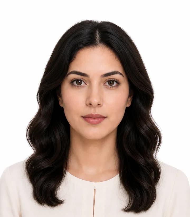 Finished compliant Afghanistan passport photo (40 x 45 mm) on a plain background