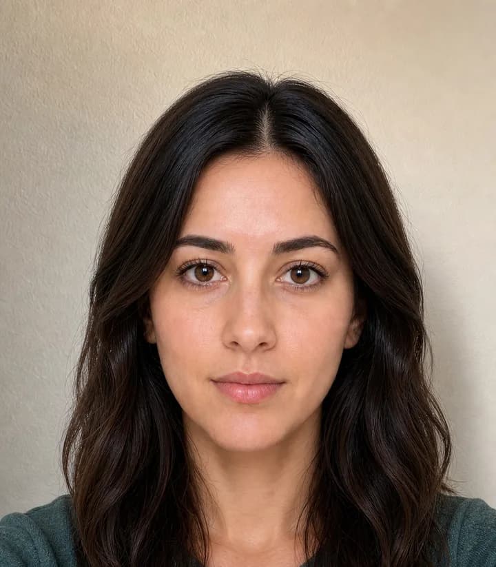 A casual phone selfie before it is made into a Andorra passport photo