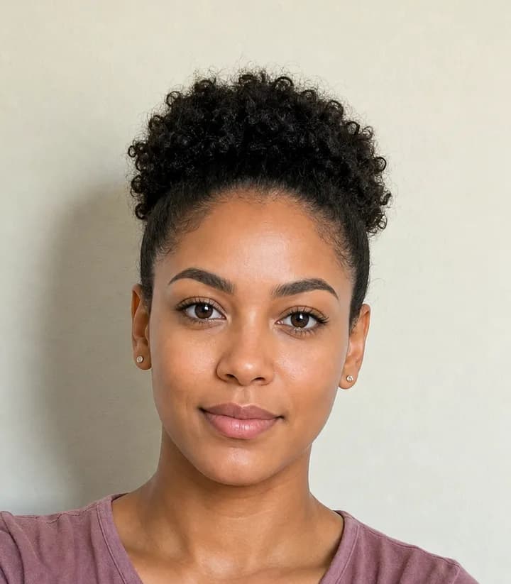 A casual phone selfie before it is made into a Angola passport photo