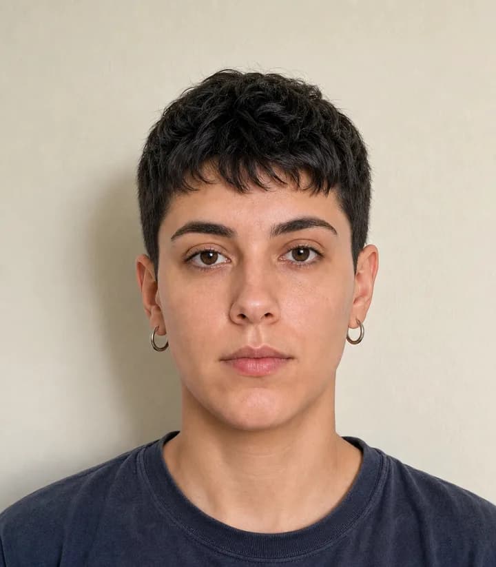 A casual phone selfie before it is made into a Argentina passport photo