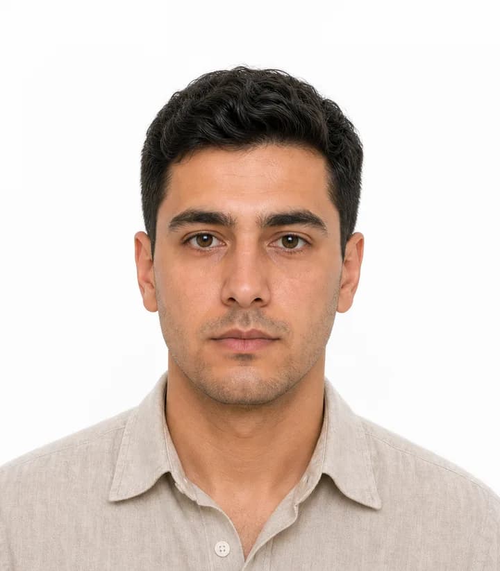 Finished compliant Armenia passport photo (35 x 45 mm) on a plain background