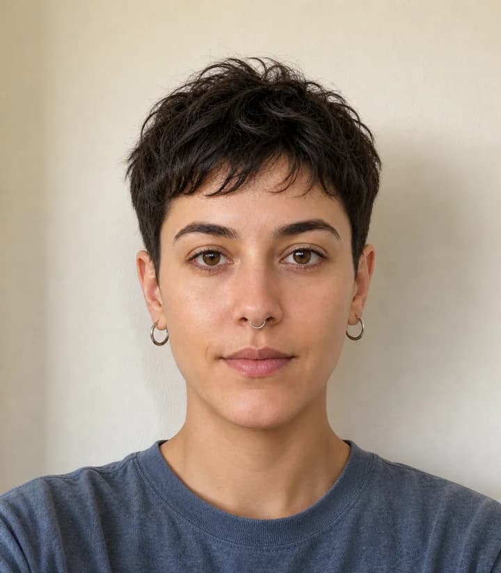 A casual phone selfie before it is made into a Australia passport photo