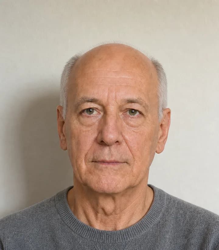 A casual phone selfie before it is made into a Austria passport photo