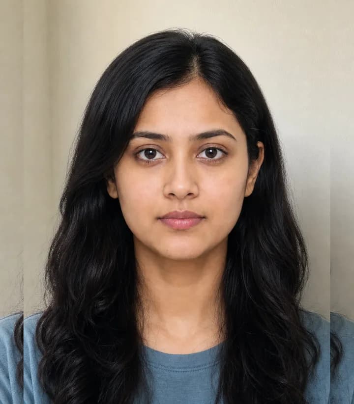 A casual phone selfie before it is made into a Bangladesh passport photo