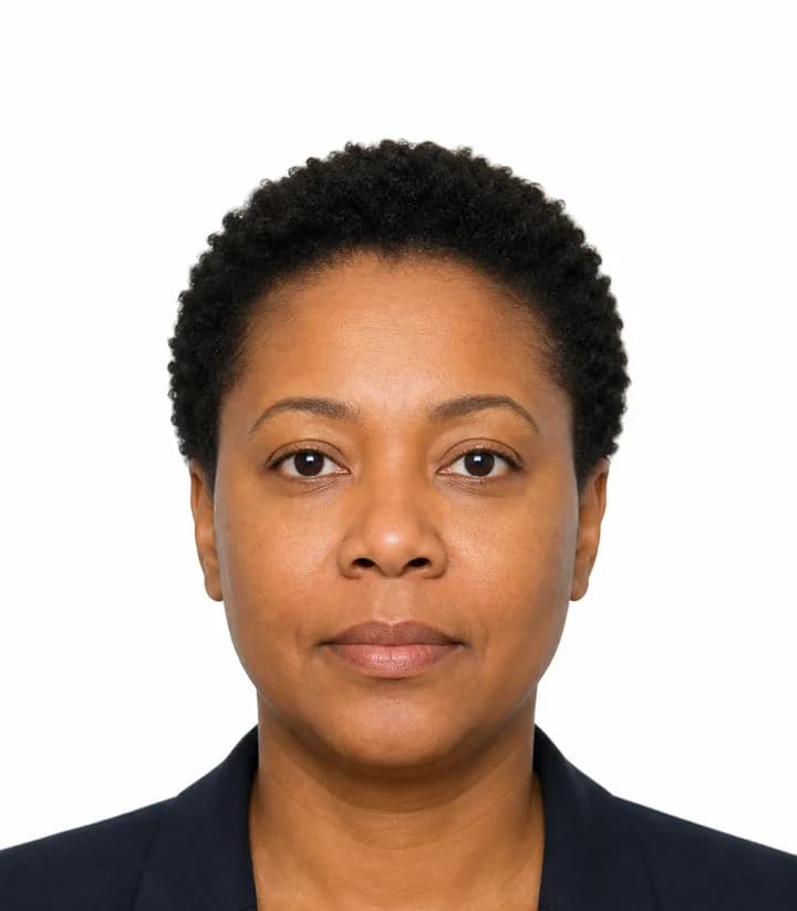 Finished compliant Belgium passport photo (35 x 45 mm) on a plain background