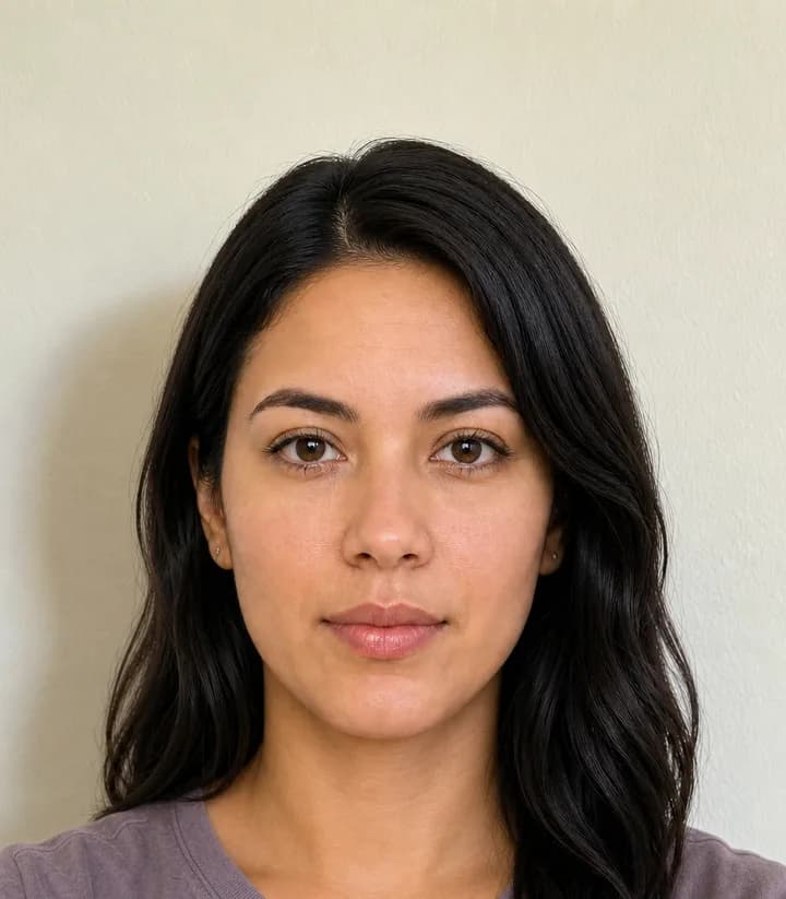 A casual phone selfie before it is made into a Belize passport photo