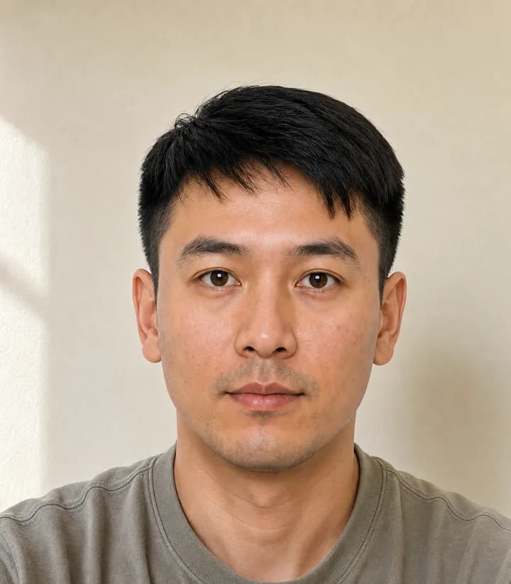 A casual phone selfie before it is made into a Bhutan passport photo