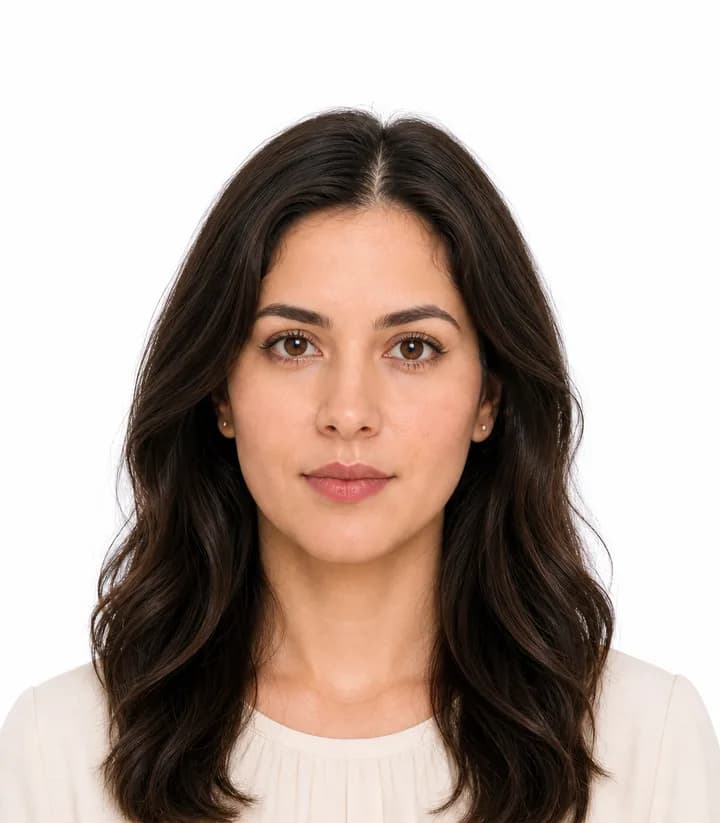 Finished compliant Bulgaria passport photo (35 x 45 mm) on a plain background