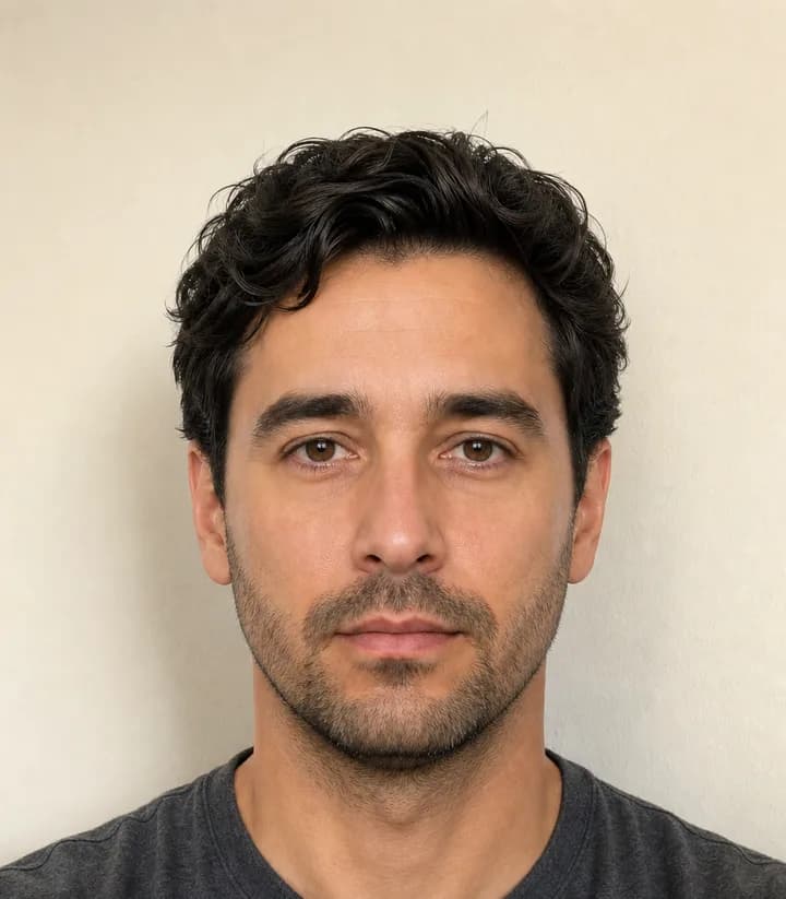 A casual phone selfie before it is made into a Canada passport photo