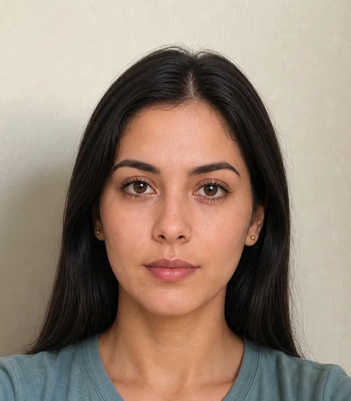 A casual phone selfie before it is made into a Colombia passport photo