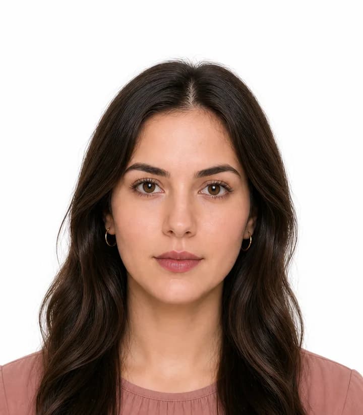 Finished compliant Croatia passport photo (35 x 45 mm) on a plain background