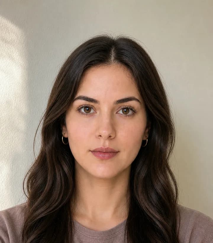 A casual phone selfie before it is made into a Croatia passport photo
