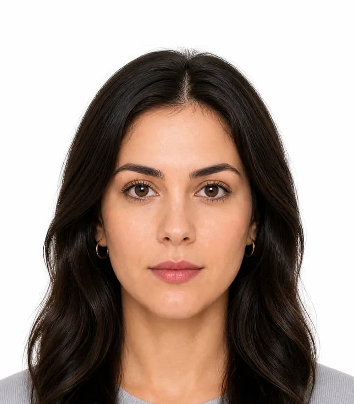 Finished compliant Cyprus passport photo (40 x 50 mm) on a plain background