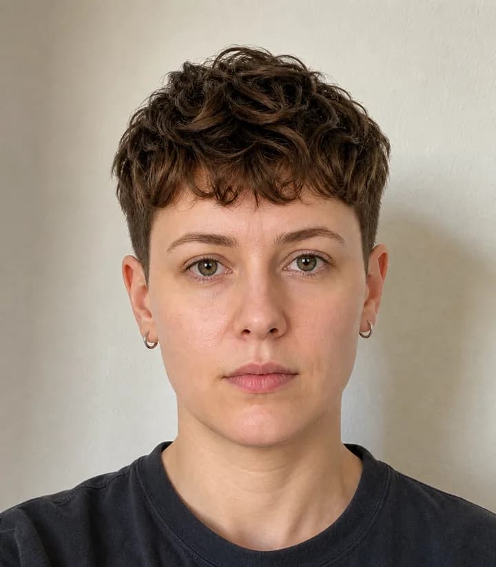 A casual phone selfie before it is made into a Estonia passport photo