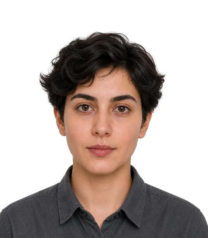 Finished compliant Georgia passport photo (35 x 45 mm) on a plain background