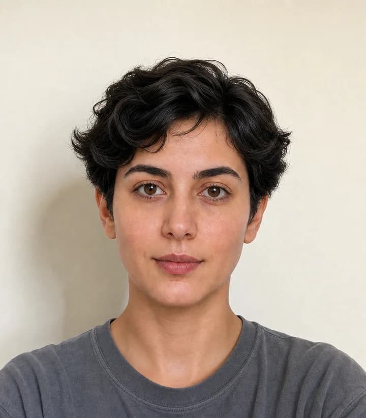 A casual phone selfie before it is made into a Georgia passport photo