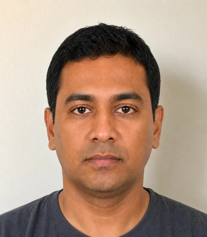 A casual phone selfie before it is made into a Guyana passport photo