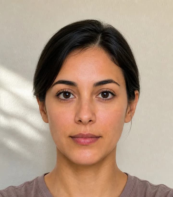 A casual phone selfie before it is made into a Hungary passport photo