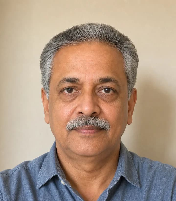 A casual phone selfie before it is made into a India passport photo