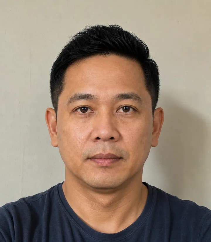 A casual phone selfie before it is made into a Indonesia passport photo