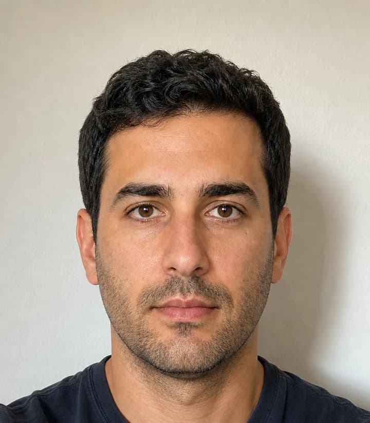 A casual phone selfie before it is made into a Israel passport photo
