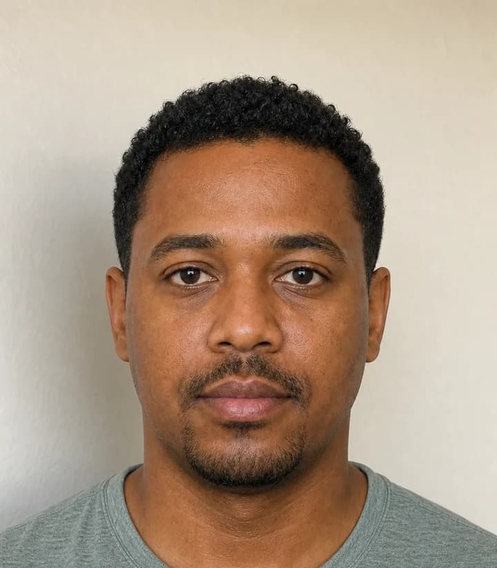 A casual phone selfie before it is made into a Jamaica passport photo