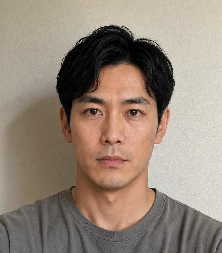 A casual phone selfie before it is made into a Japan passport photo