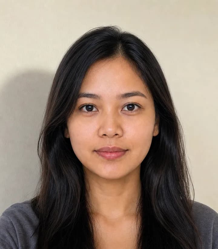 A casual phone selfie before it is made into a Malaysia passport photo