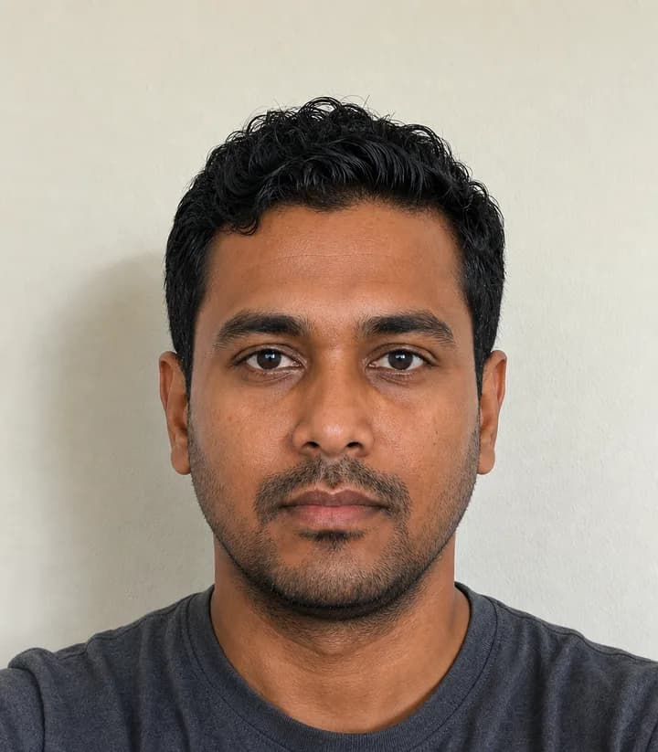 A casual phone selfie before it is made into a Maldives passport photo