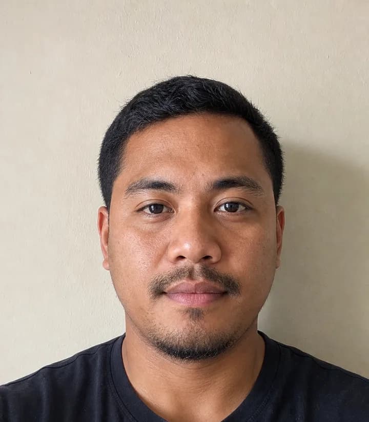 A casual phone selfie before it is made into a Marshall Islands passport photo