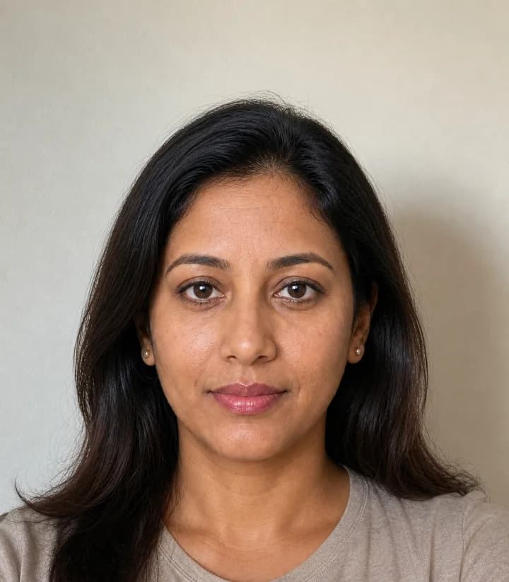 A casual phone selfie before it is made into a Mauritius passport photo
