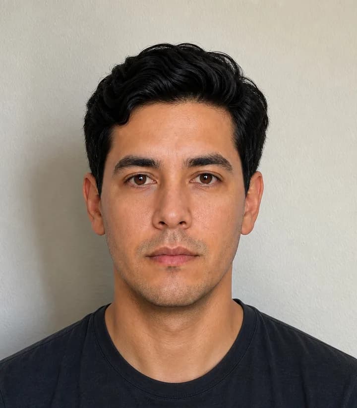 A casual phone selfie before it is made into a Mexico passport photo