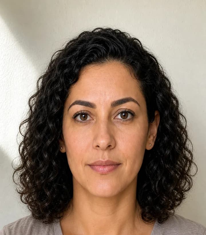 A casual phone selfie before it is made into a Morocco passport photo