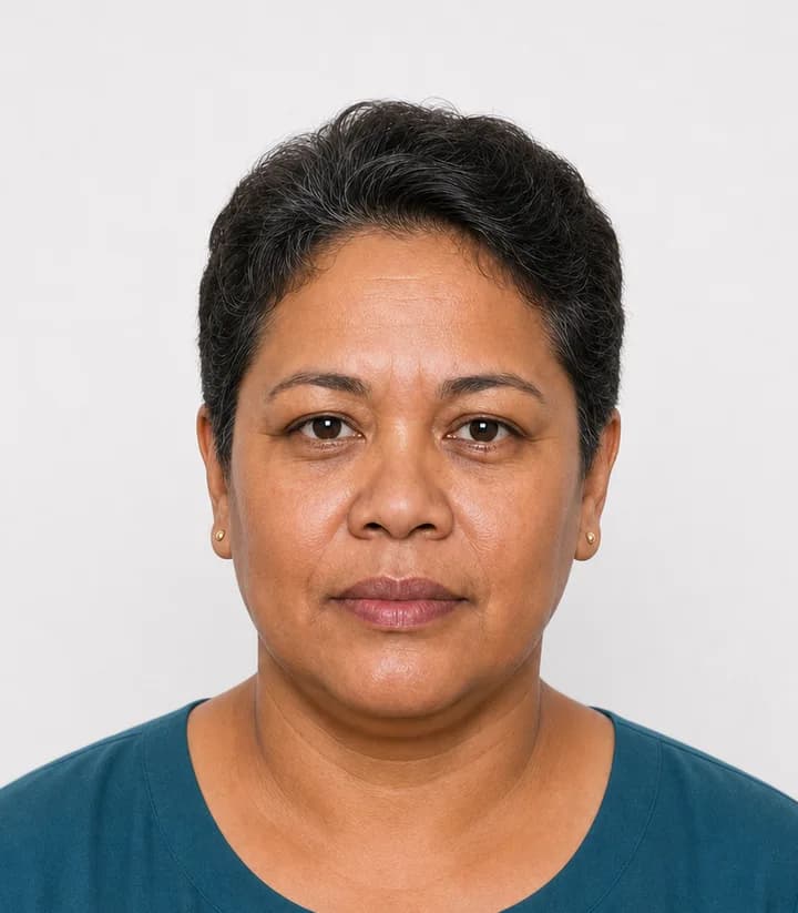 Finished compliant Nauru passport photo (35 x 45 mm) on a plain background