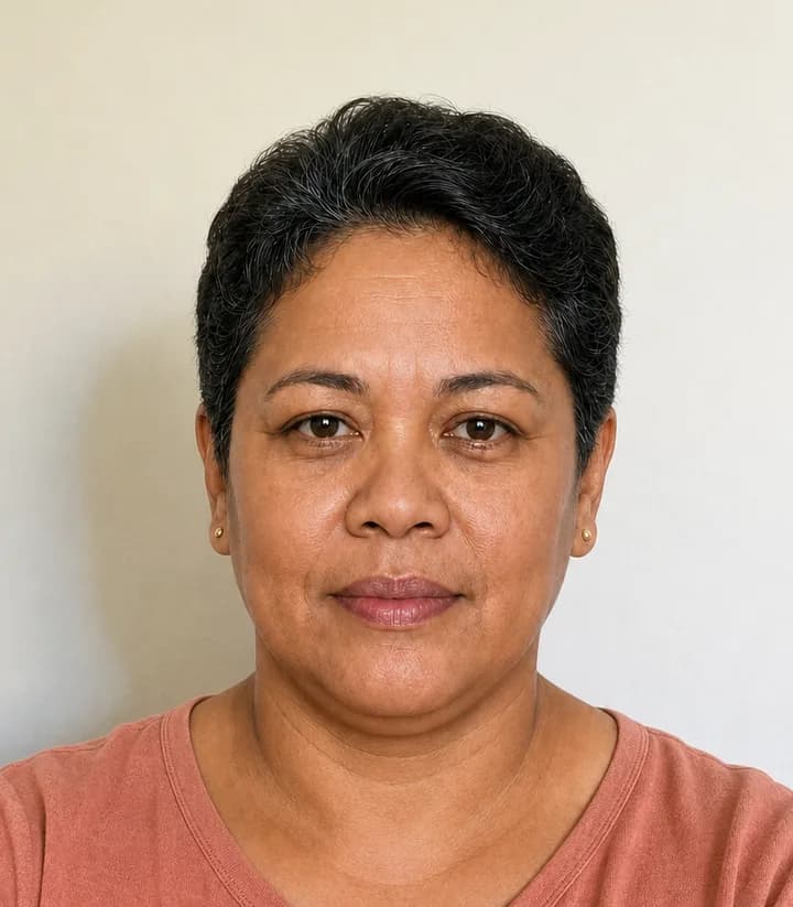 A casual phone selfie before it is made into a Nauru passport photo