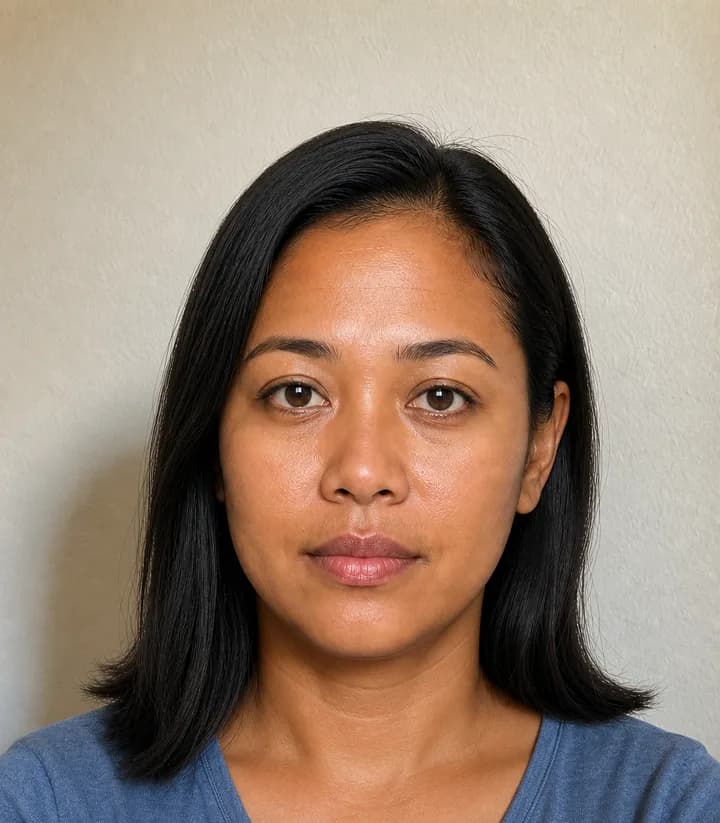 A casual phone selfie before it is made into a Palau passport photo