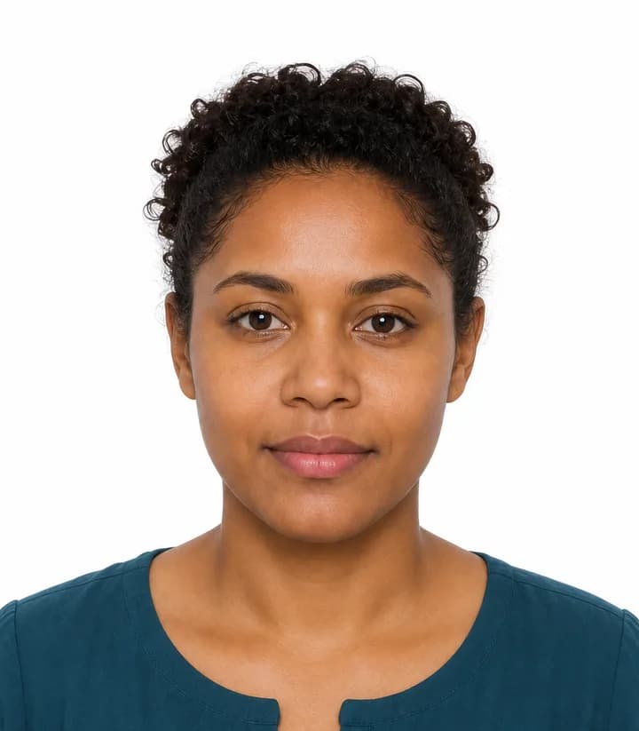 Finished compliant Papua New Guinea passport photo (35 x 45 mm) on a plain background