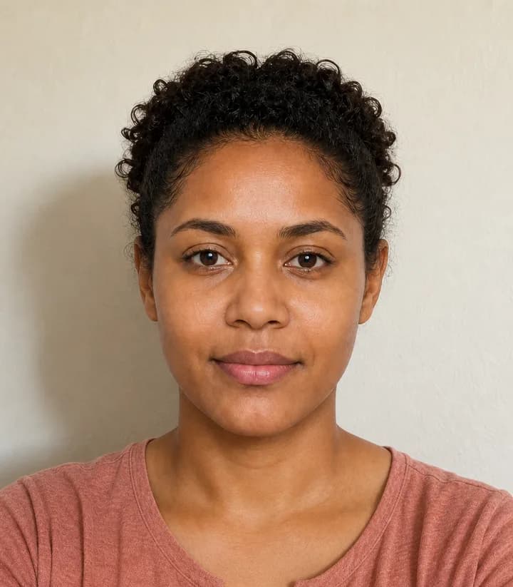 A casual phone selfie before it is made into a Papua New Guinea passport photo