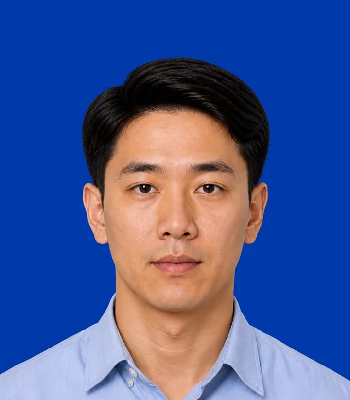 Finished compliant Philippines passport photo (35 x 45 mm) on a plain background
