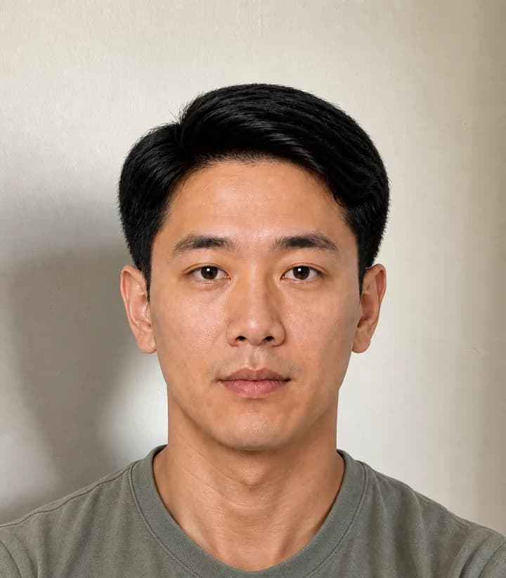 A casual phone selfie before it is made into a Philippines passport photo