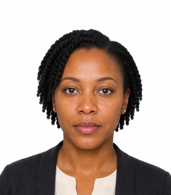 Finished compliant Saint Kitts and Nevis passport photo (35 x 45 mm) on a plain background
