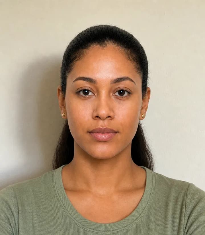 A casual phone selfie before it is made into a Saint Vincent and the Grenadines passport photo
