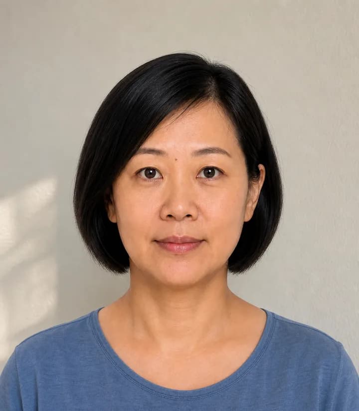 A casual phone selfie before it is made into a Singapore passport photo