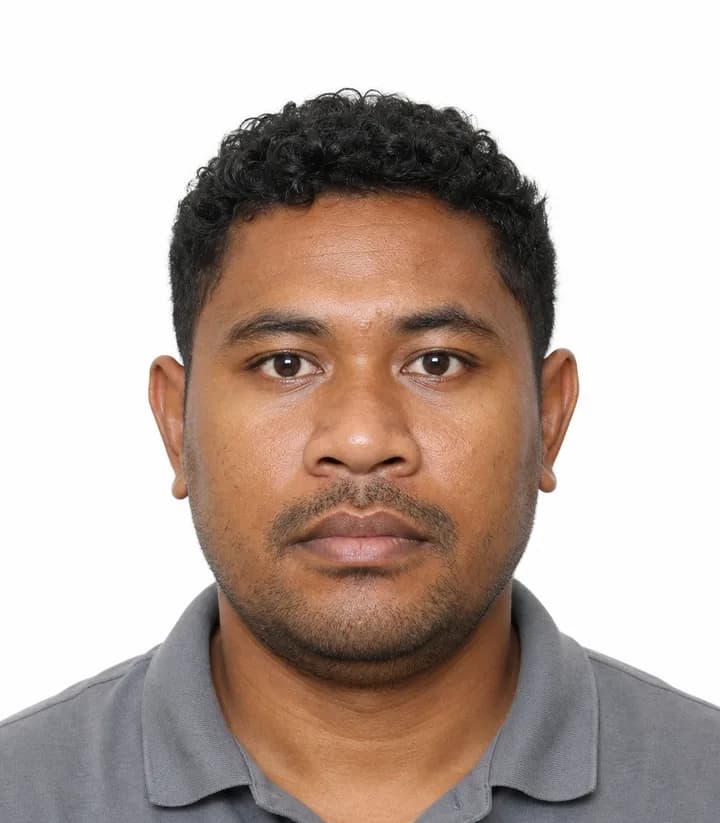 Finished compliant Solomon Islands passport photo (35 x 45 mm) on a plain background