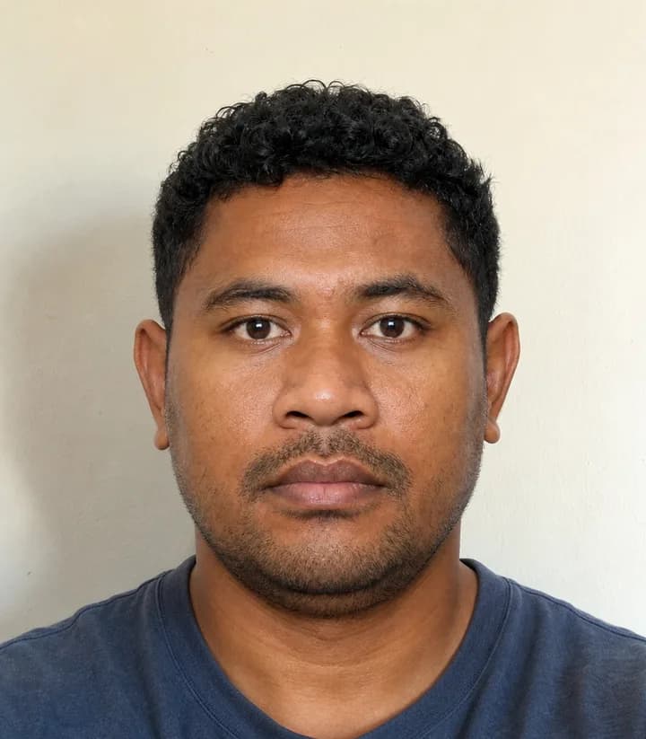 A casual phone selfie before it is made into a Solomon Islands passport photo