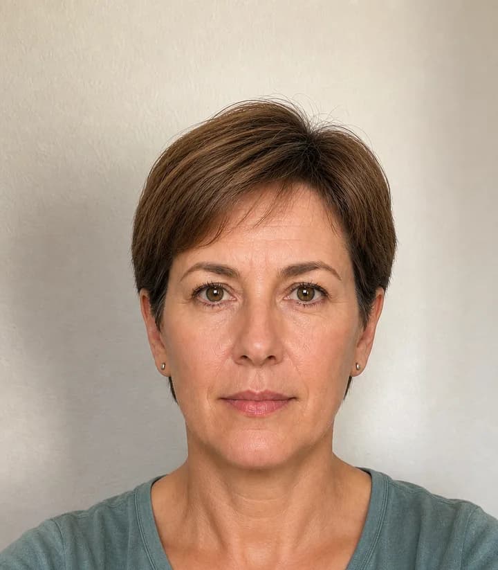 A casual phone selfie before it is made into a Switzerland passport photo