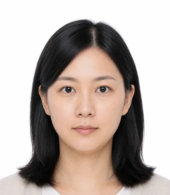 Finished compliant Taiwan passport photo (35 x 45 mm) on a plain background