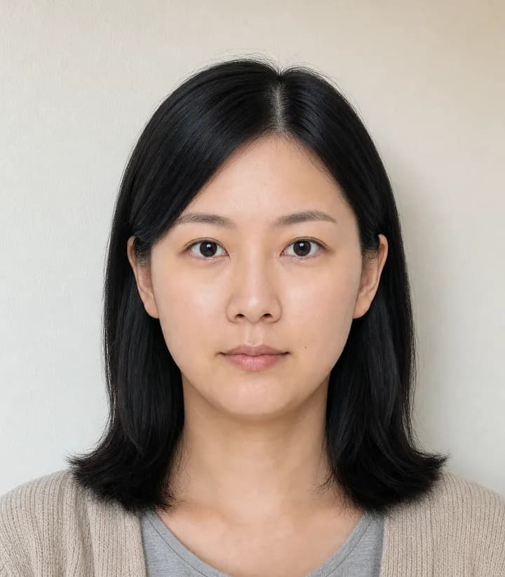 A casual phone selfie before it is made into a Taiwan passport photo