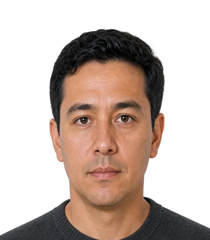 Finished compliant Tajikistan passport photo (35 x 45 mm) on a plain background