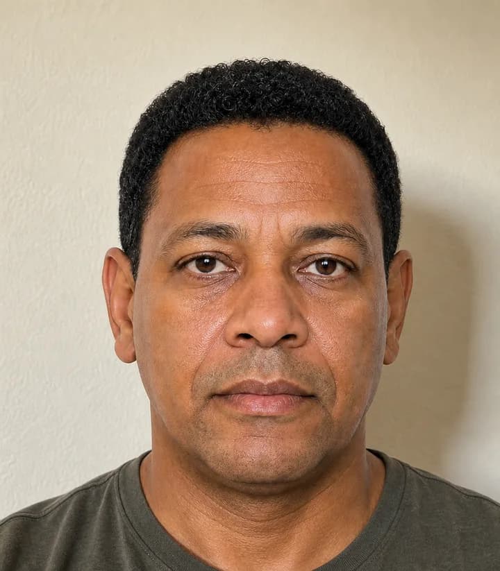 A casual phone selfie before it is made into a Trinidad and Tobago passport photo